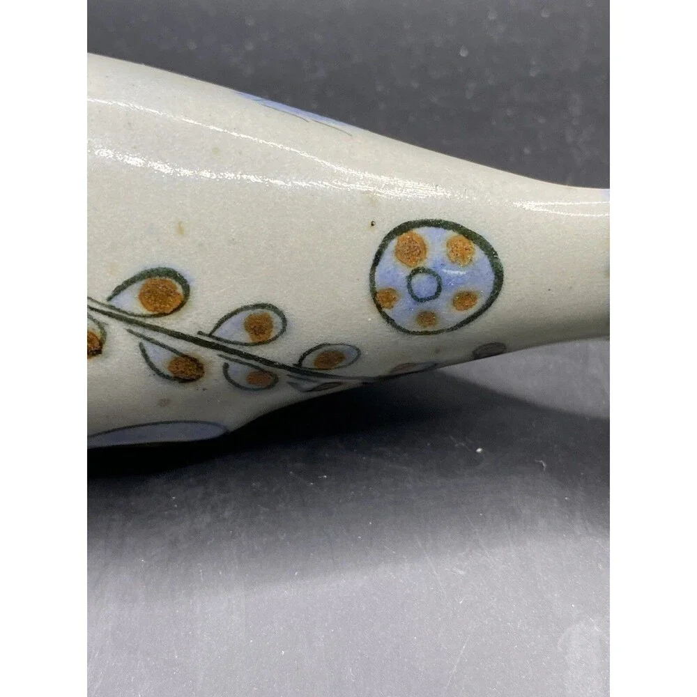 Mexican Art Pottery Ceramic Fish Signed 7” x 3.5” Tonala